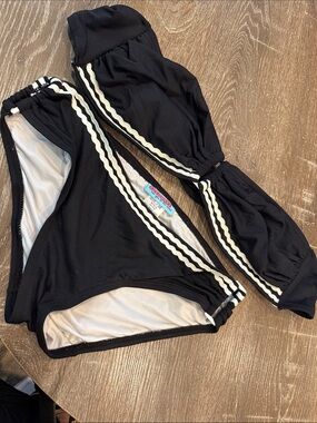Coco Rave Black Bikini with White Scalloped Trim